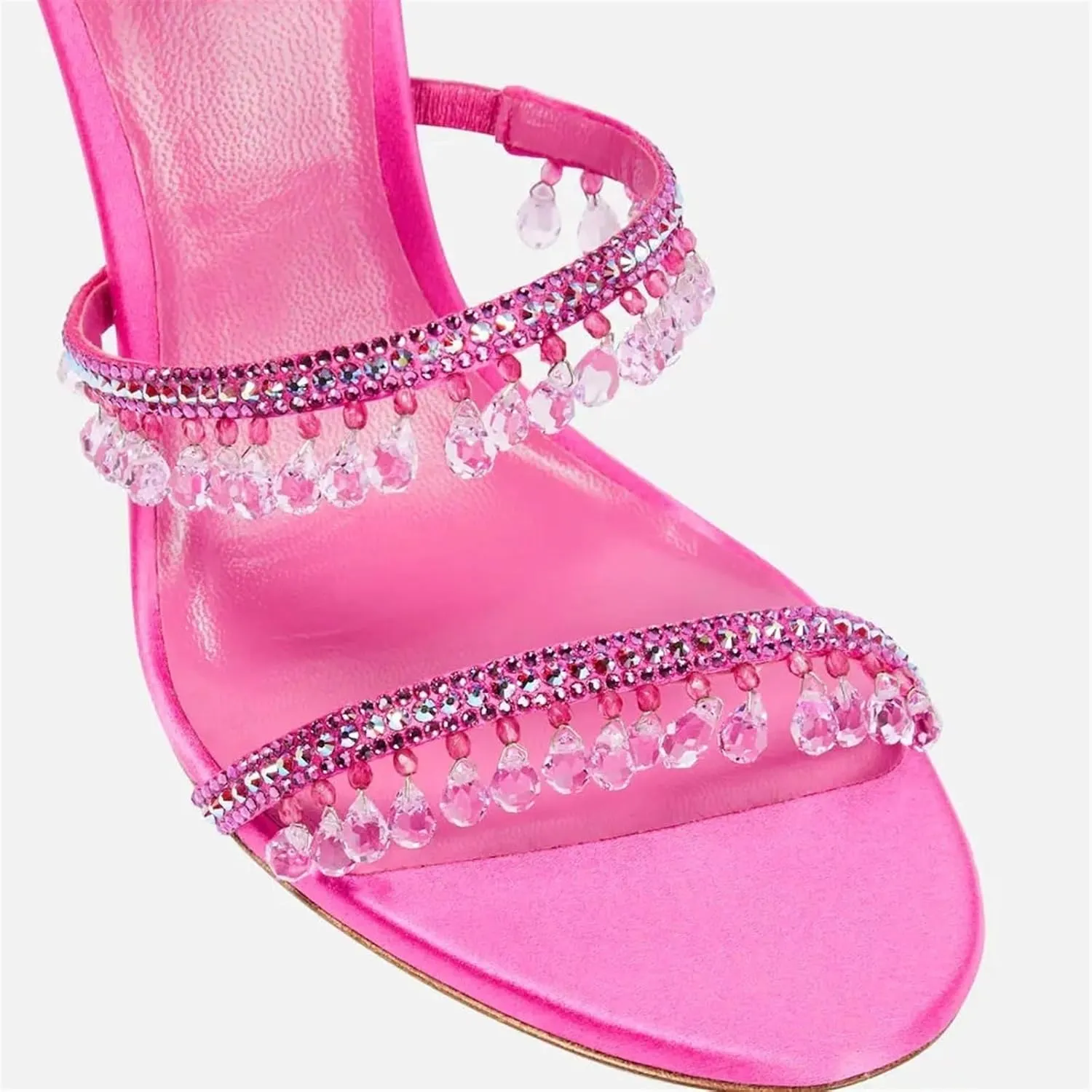 Women's Crystal Stiletto Heels Ankle Strap Sexy Open Toe High Heeled Sandals Wedding Prom Evening Pumps Shoes