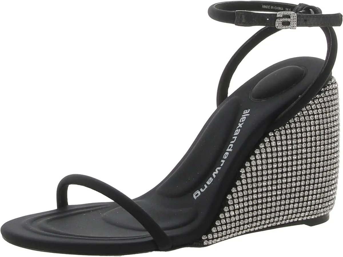 Womens DAHILA Leather Wedge Sandals Black 38 Medium (B,M)