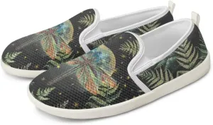 Womens Dragonfly Print Walking Flat Shoes Mesh Hiking Loafer Wide Toe Travel Outdoor Leisure Shoes