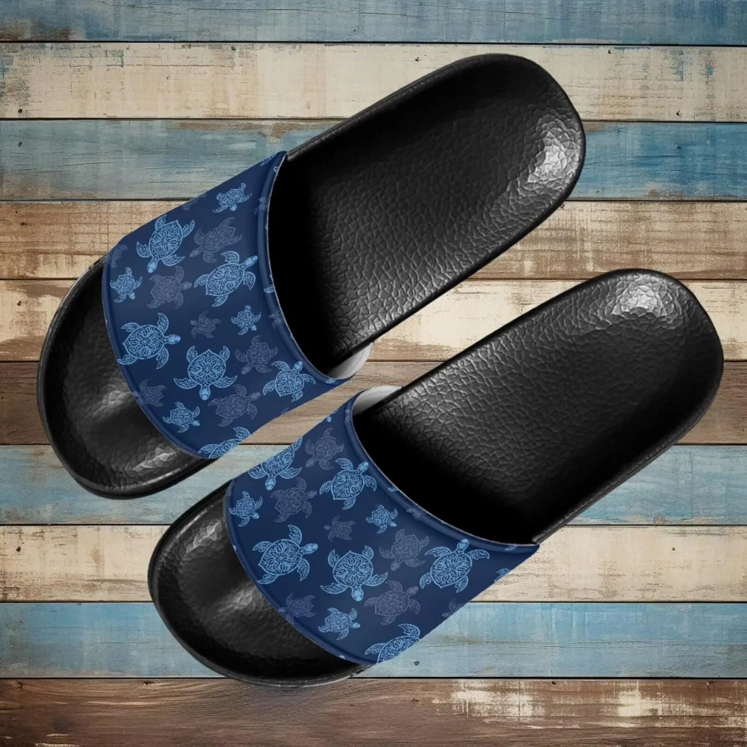Women's Flat Sandals Comfortable Slip On Leather Slide Sandals, Women's Slide Sandals Size 6-13.5