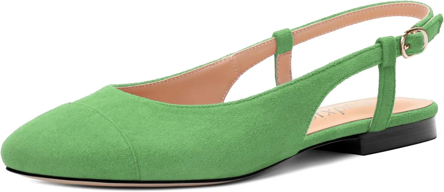Women's Flats Round Toe Slingback Flats Shoes Comfortable Slip on Casual Ballet Flats for Women Dressy
