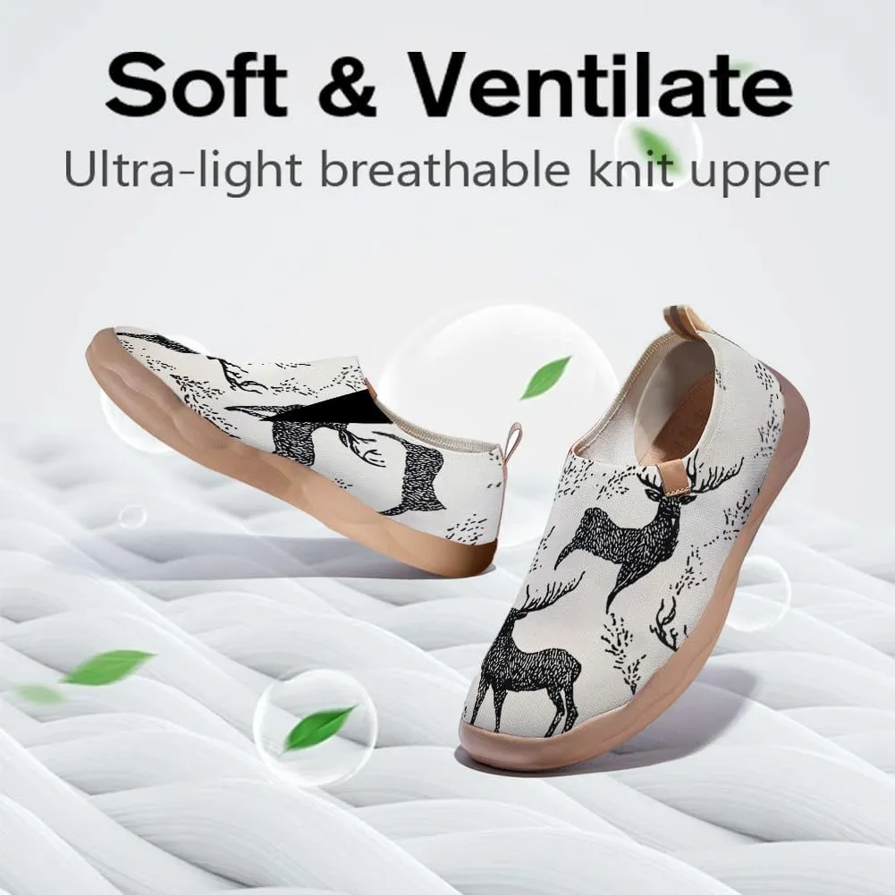 Women's Floral Art Painted Shoes Knitted Slip On Loafers Comfort Walking Sneakers