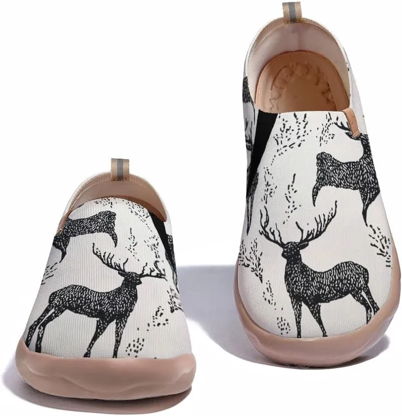 Women's Floral Art Painted Shoes Knitted Slip On Loafers Comfort Walking Sneakers