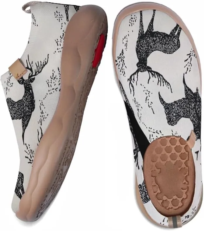 Women's Floral Art Painted Shoes Knitted Slip On Loafers Comfort Walking Sneakers