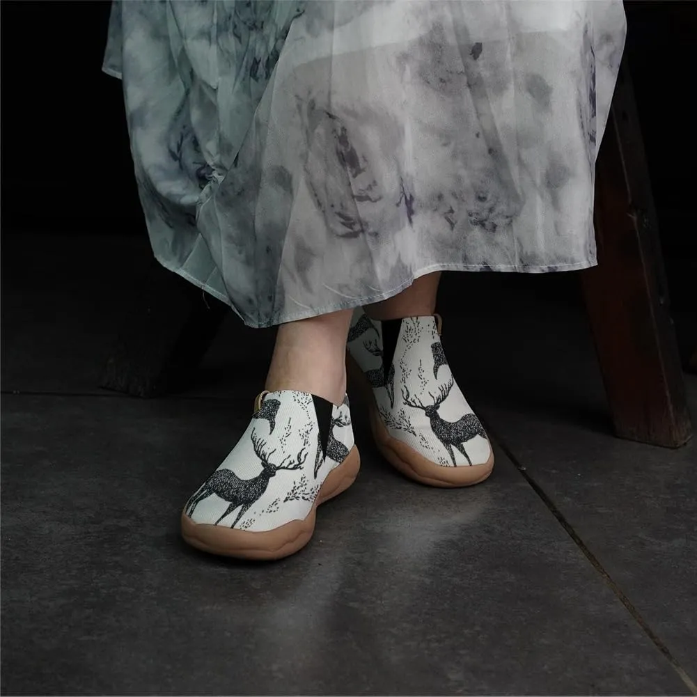 Women's Floral Art Painted Shoes Knitted Slip On Loafers Comfort Walking Sneakers