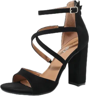 Women's Formal Strappy Sandal High Chunky Block Heel Ankle Strap Zip Up Heels