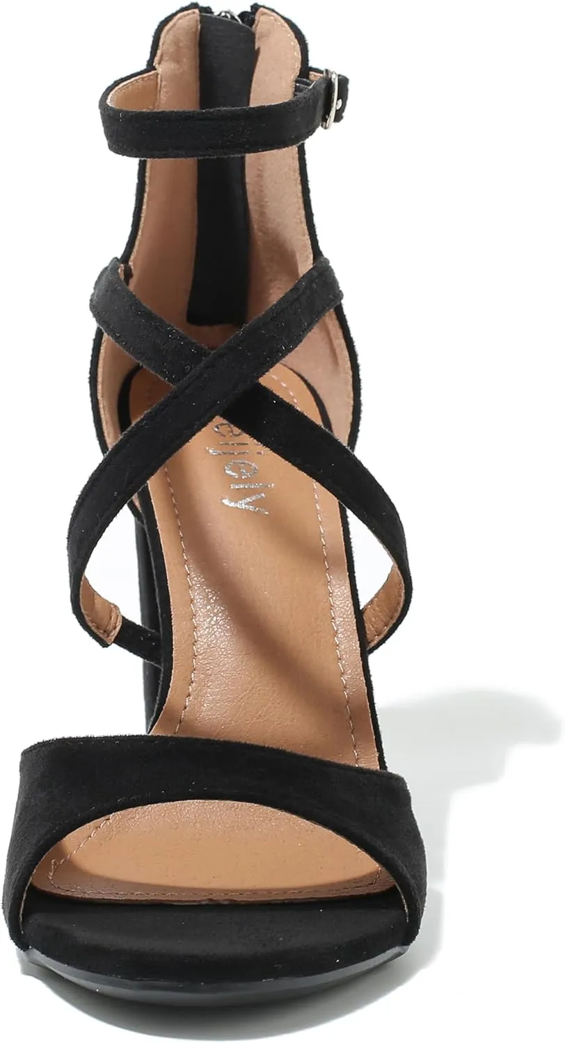 Women's Formal Strappy Sandal High Chunky Block Heel Ankle Strap Zip Up Heels