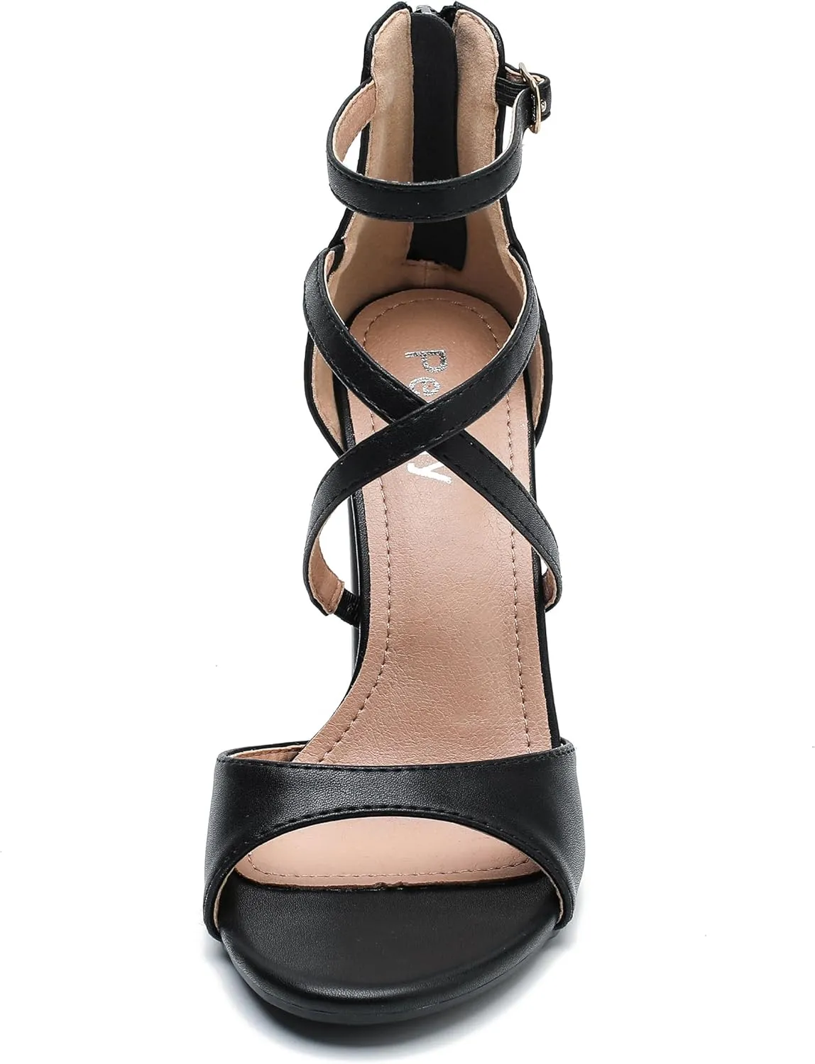 Women's Formal Strappy Sandal High Chunky Block Heel Ankle Strap Zip Up Heels