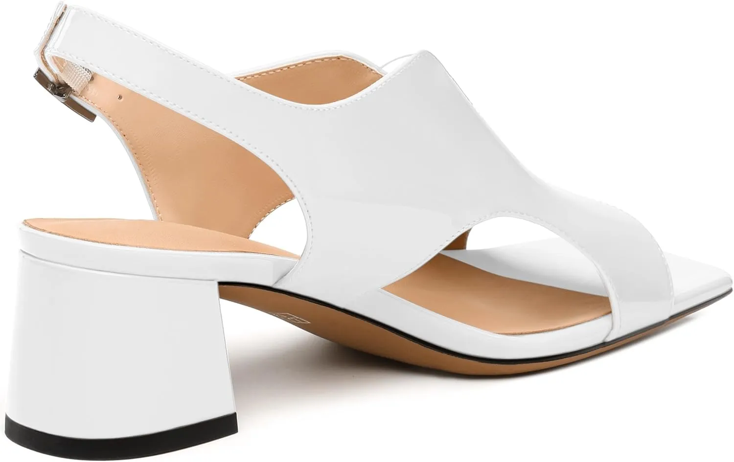Womens Heeled Sandals, Square Peep Toe Mid Block Heel Slingback Sandals for Women, Leather Insole Chunky Heel Sandals with Buckle 2"