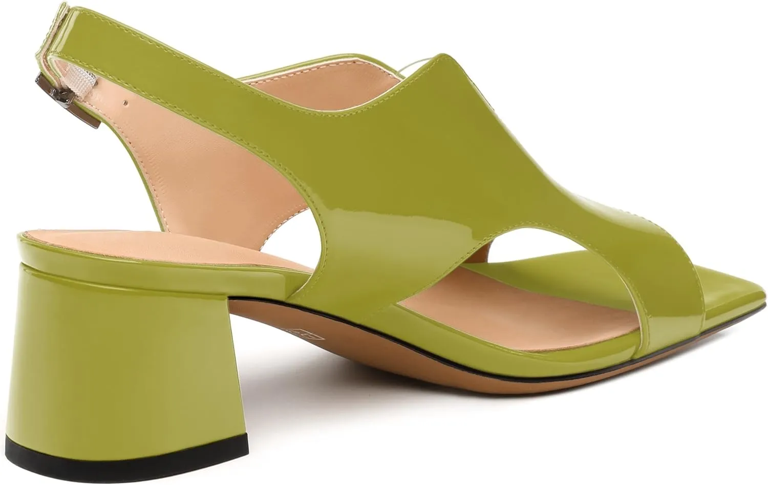 Womens Heeled Sandals, Square Peep Toe Mid Block Heel Slingback Sandals for Women, Leather Insole Chunky Heel Sandals with Buckle 2"