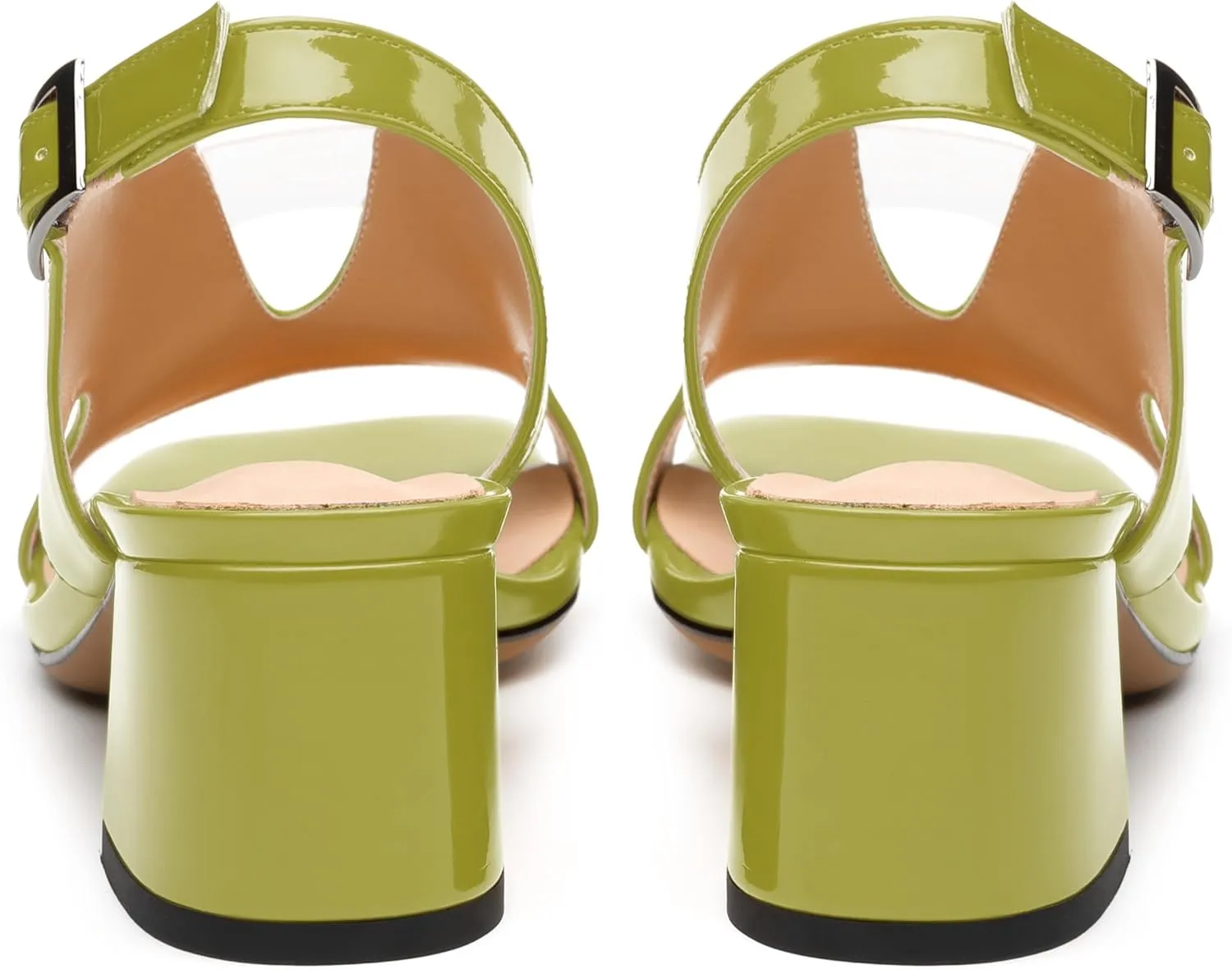 Womens Heeled Sandals, Square Peep Toe Mid Block Heel Slingback Sandals for Women, Leather Insole Chunky Heel Sandals with Buckle 2"