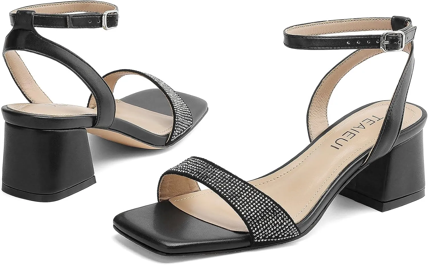 Women's Heeled Sandals Strappy Low Block Heels Chunky for Women Comfortable Ankle Strap Open Toe Party Wedding Dress Shoes for Women Dressy