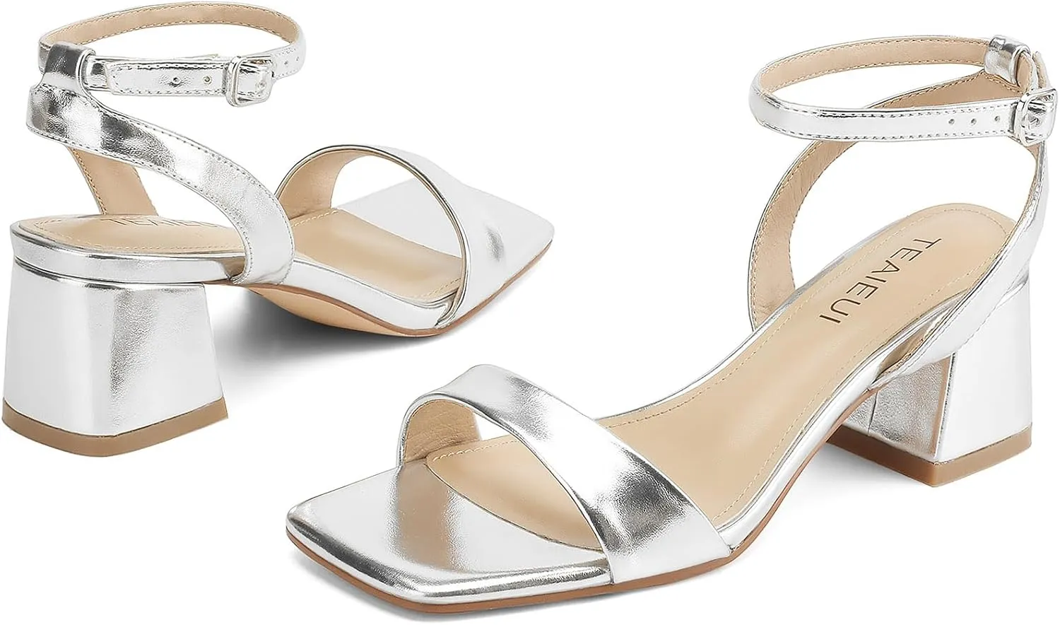 Women's Heeled Sandals Strappy Low Block Heels Chunky for Women Comfortable Ankle Strap Open Toe Party Wedding Dress Shoes for Women Dressy