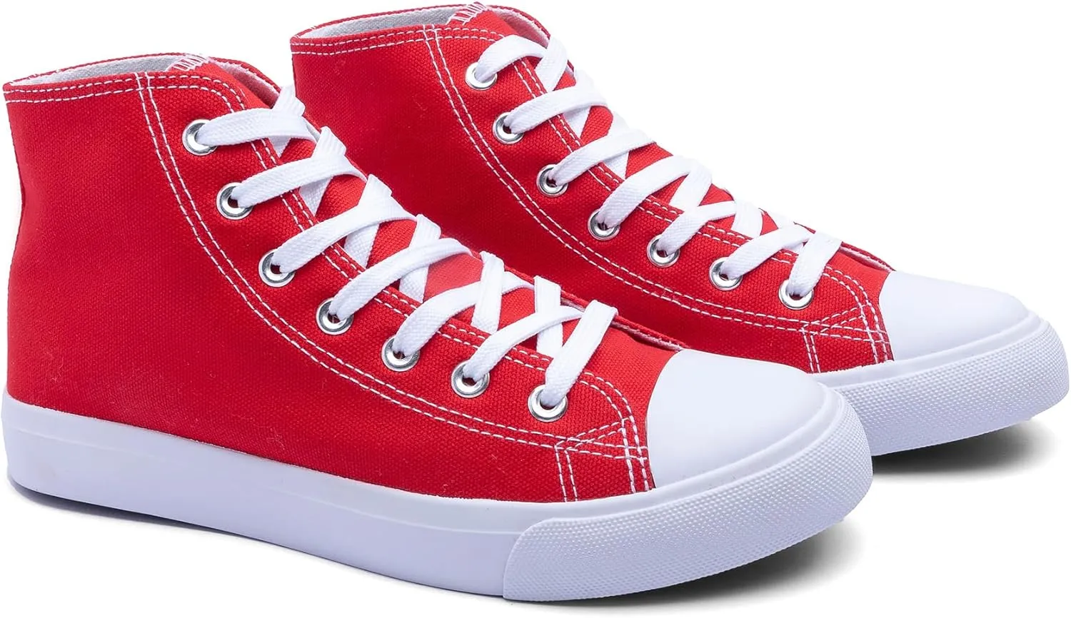 Women's High-Top Canvas Sneakers – Classic Lace-Up Casual Shoes with Extra Shoelaces – Comfortable, Stylish, and Durable
