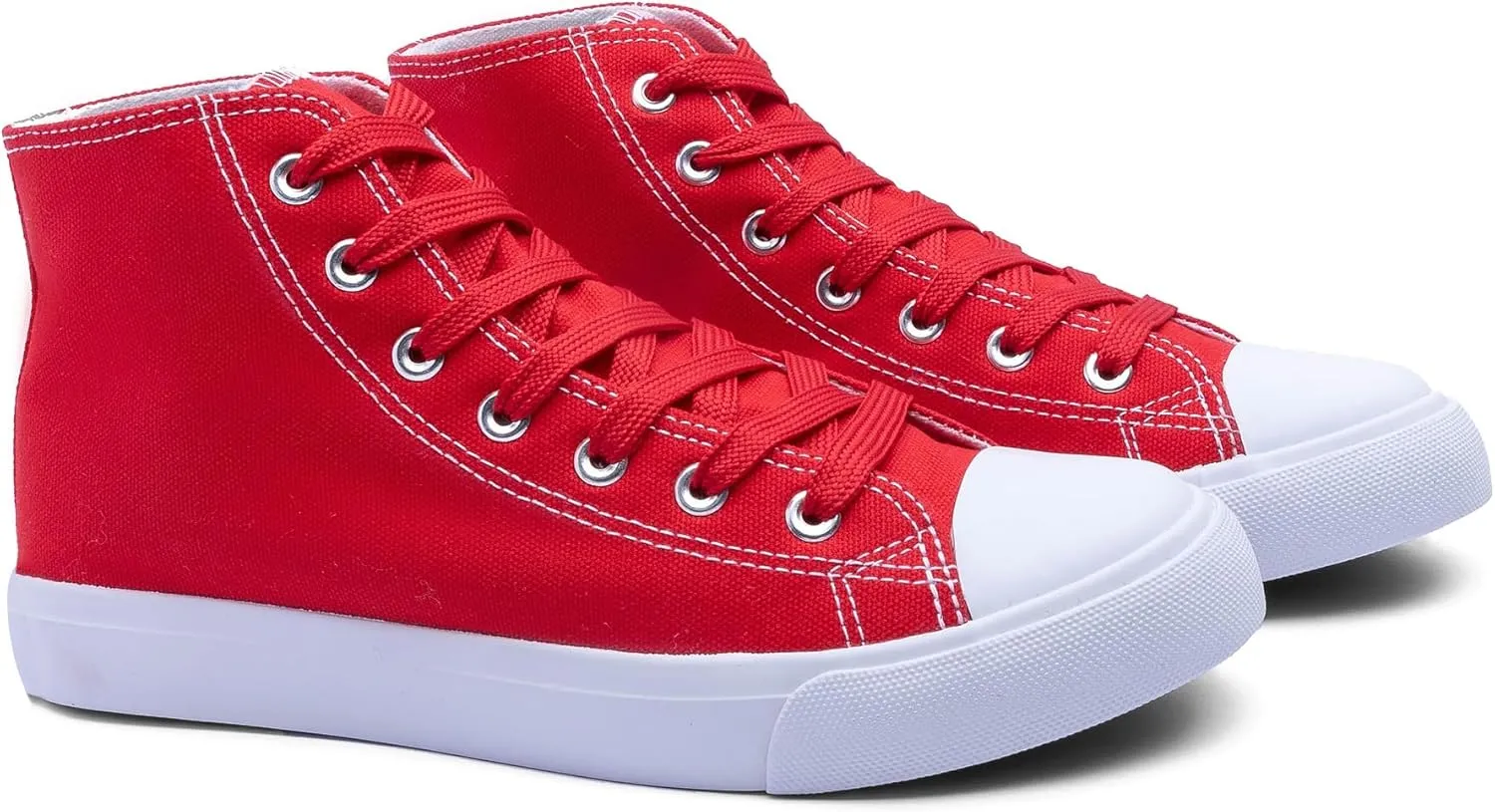 Women's High-Top Canvas Sneakers – Classic Lace-Up Casual Shoes with Extra Shoelaces – Comfortable, Stylish, and Durable
