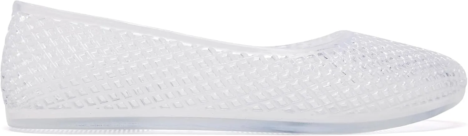 Women's Jelly Mesh Ballet Flats Clear Hollow Slip On Flat Sandals Casual Round Toe Balleria Flat Shoes