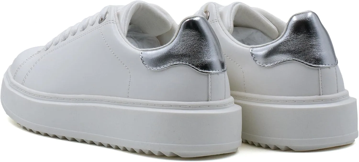 Women's Lace Up Platform Sneakers, Elevated Sole, Classic Trendy Comfortable Fashion PU Shoes