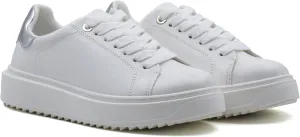 Women's Lace Up Platform Sneakers, Elevated Sole, Classic Trendy Comfortable Fashion PU Shoes