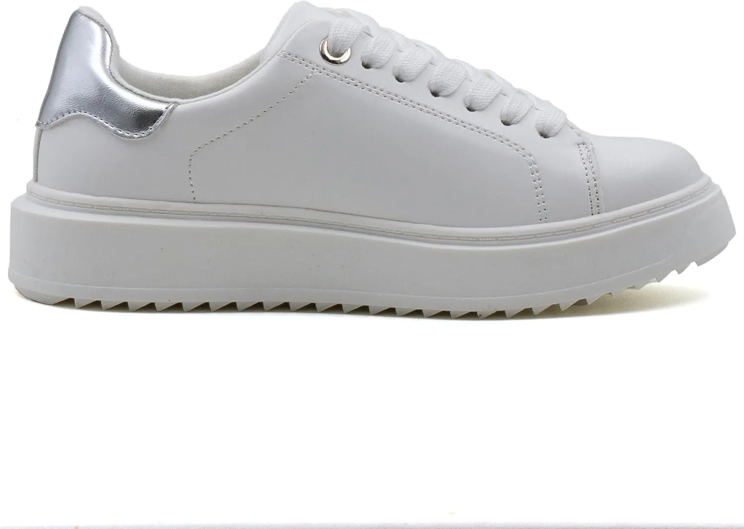 Women's Lace Up Platform Sneakers, Elevated Sole, Classic Trendy Comfortable Fashion PU Shoes
