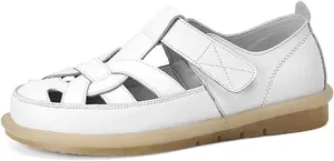 Women'S Leather Closed Toe Flat Fisherman Gladiator Sandals with Ankle Strap,Fashion Comfy Wedge Sandals Bohemia Outdoor Causal Comfortable Walking Work Loafer Shoe