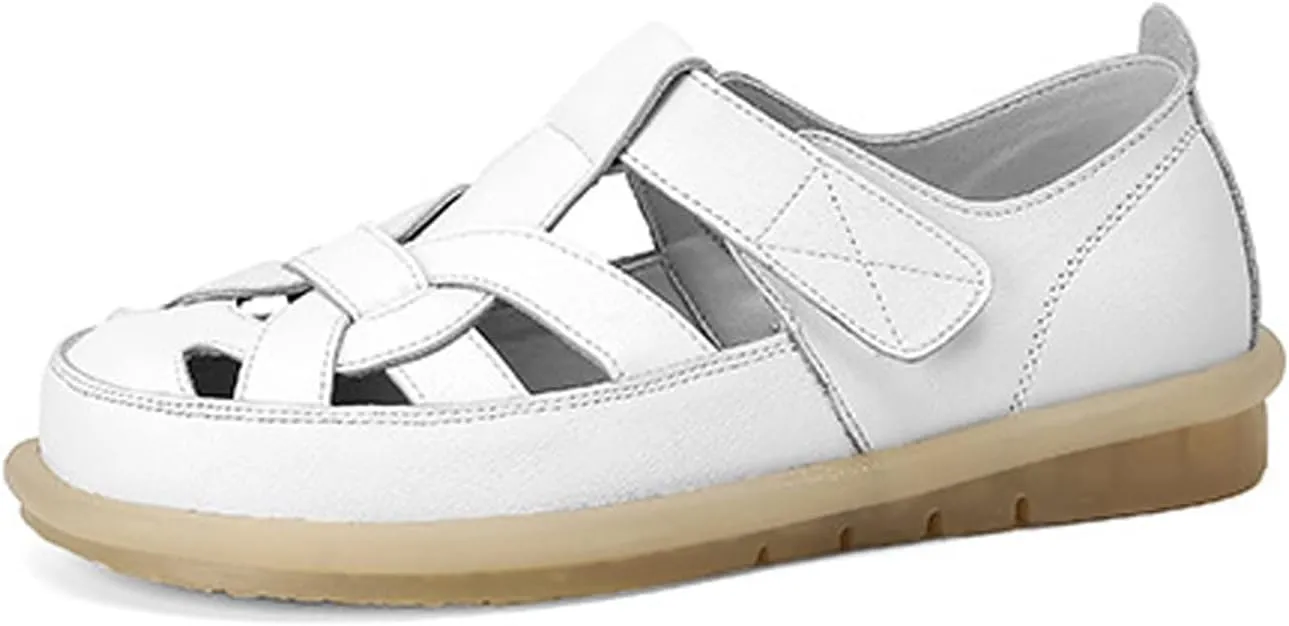 Women'S Leather Closed Toe Flat Fisherman Gladiator Sandals with Ankle Strap,Fashion Comfy Wedge Sandals Bohemia Outdoor Causal Comfortable Walking Work Loafer Shoe