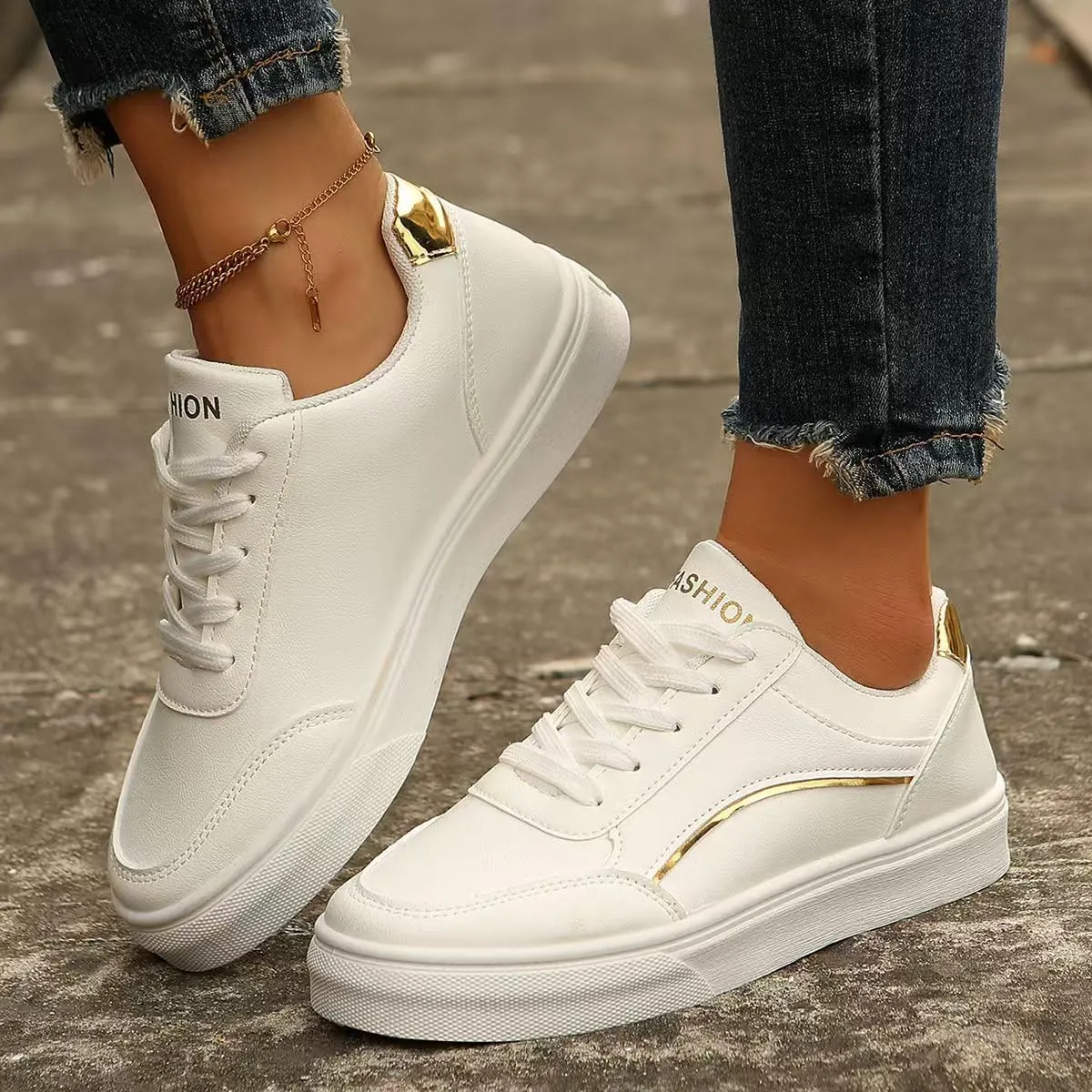 Women's Leather Platform Sneakers – Lightweight Heel Faux Leather and Sparkly Shoes for Weddings, Parties, and Everyday Fashion