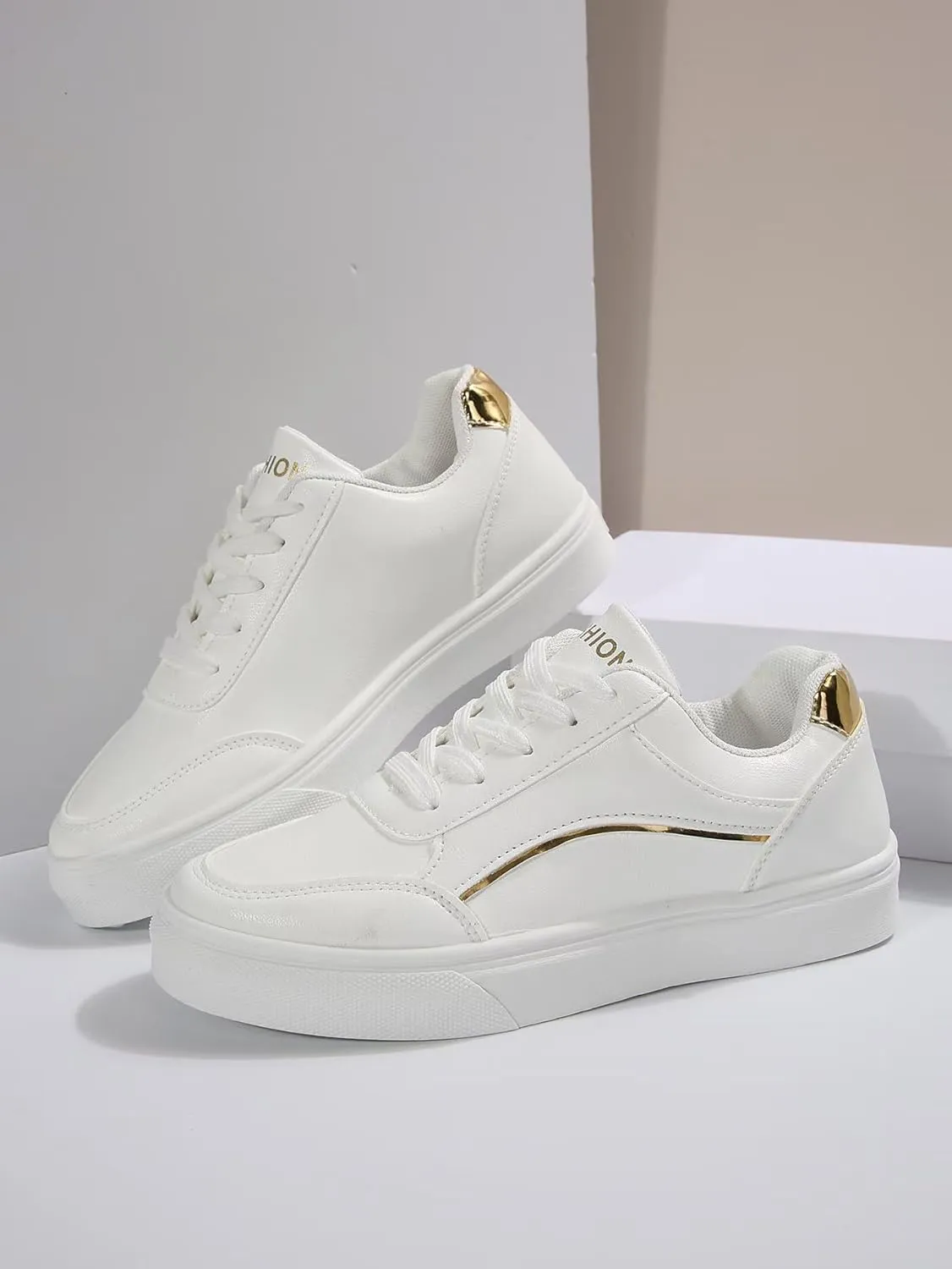Women's Leather Platform Sneakers – Lightweight Heel Faux Leather and Sparkly Shoes for Weddings, Parties, and Everyday Fashion
