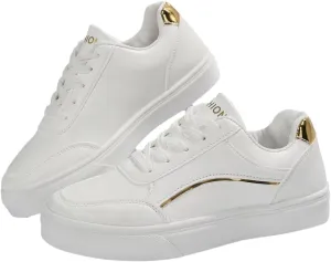 Women's Leather Platform Sneakers – Lightweight Heel Faux Leather and Sparkly Shoes for Weddings, Parties, and Everyday Fashion