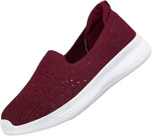 Women's Lightweight Fashion Mesh Loafers Solid Color Breathable Casual Walking Shoe Slip-on Soft Sole Comfortable Non-Slip Hiking Work Shoes