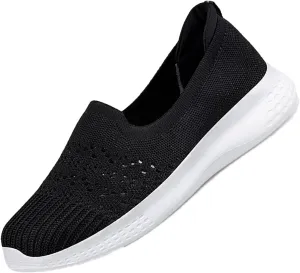 Women's Lightweight Fashion Mesh Loafers Solid Color Breathable Casual Walking Shoe Slip-on Soft Sole Comfortable Non-Slip Hiking Work Shoes