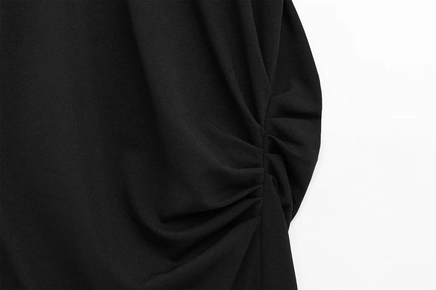 Women's Long Dress Classic Short Sleeve with Asymmetric Ruched Detail Side Slit Formal Vestidos