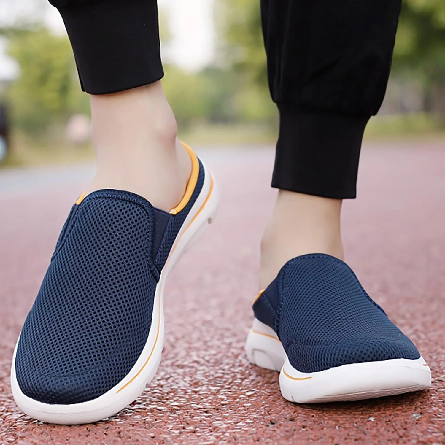 Women's Men Soft Orthopedic Sneakers Breathable Woven Go Walking Slip On Foam Arch Support Hands Slip in Shoes