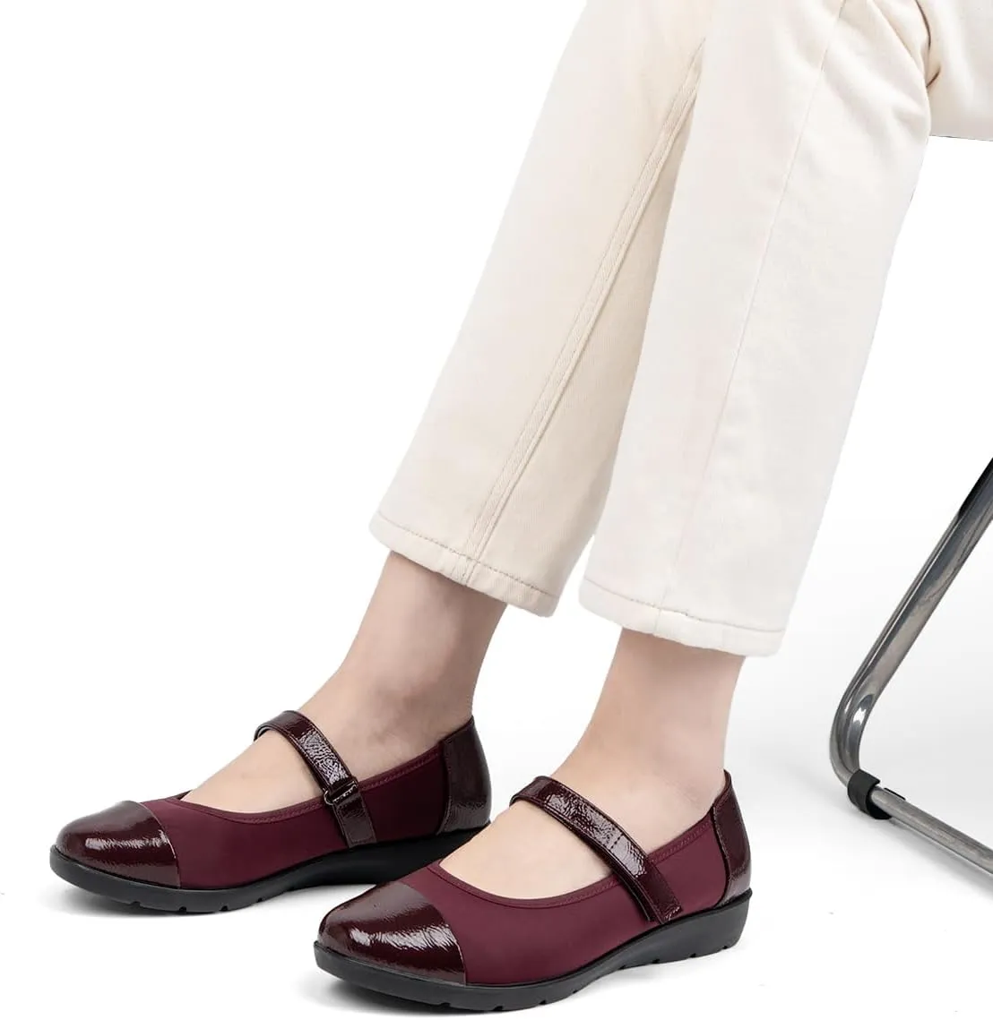 Women’s Orthopedic Mary Jane Flats Round Toe Comfortable Bunions Walking Shoes Dressy Orthotic Work Shoes with Arch Support