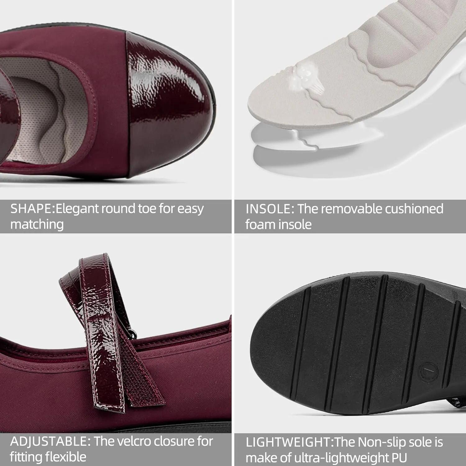 Women’s Orthopedic Mary Jane Flats Round Toe Comfortable Bunions Walking Shoes Dressy Orthotic Work Shoes with Arch Support