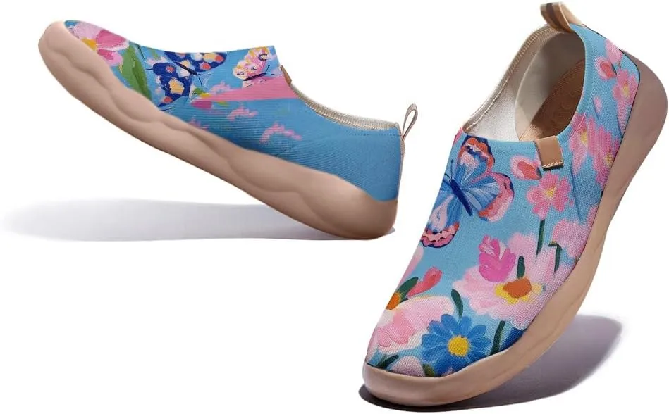 Women's Painting Slip On Travel Shoes Colorful Comfortable Lightweight Loafers Knitted Breathable Casual Walking Footwear