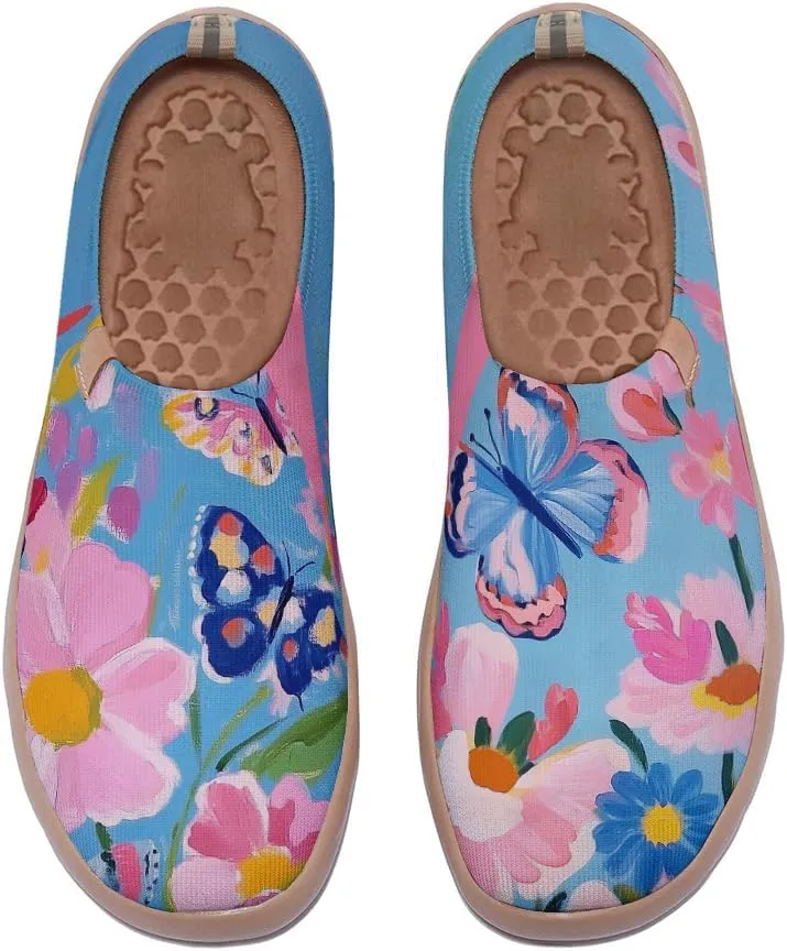 Women's Painting Slip On Travel Shoes Colorful Comfortable Lightweight Loafers Knitted Breathable Casual Walking Footwear