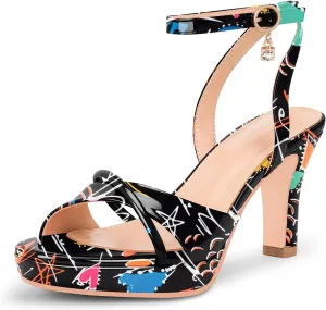 Women's Platform Ankle Strap Chunky High Heel Sandals Open Round Toe Party Dress Shoes