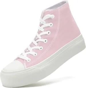 Womens Platform Canvas Sneakers Mens High Top Classic Canvas Shoes Unisex Casual Tennis Comfortable Fashion Sneakers Lace-Up