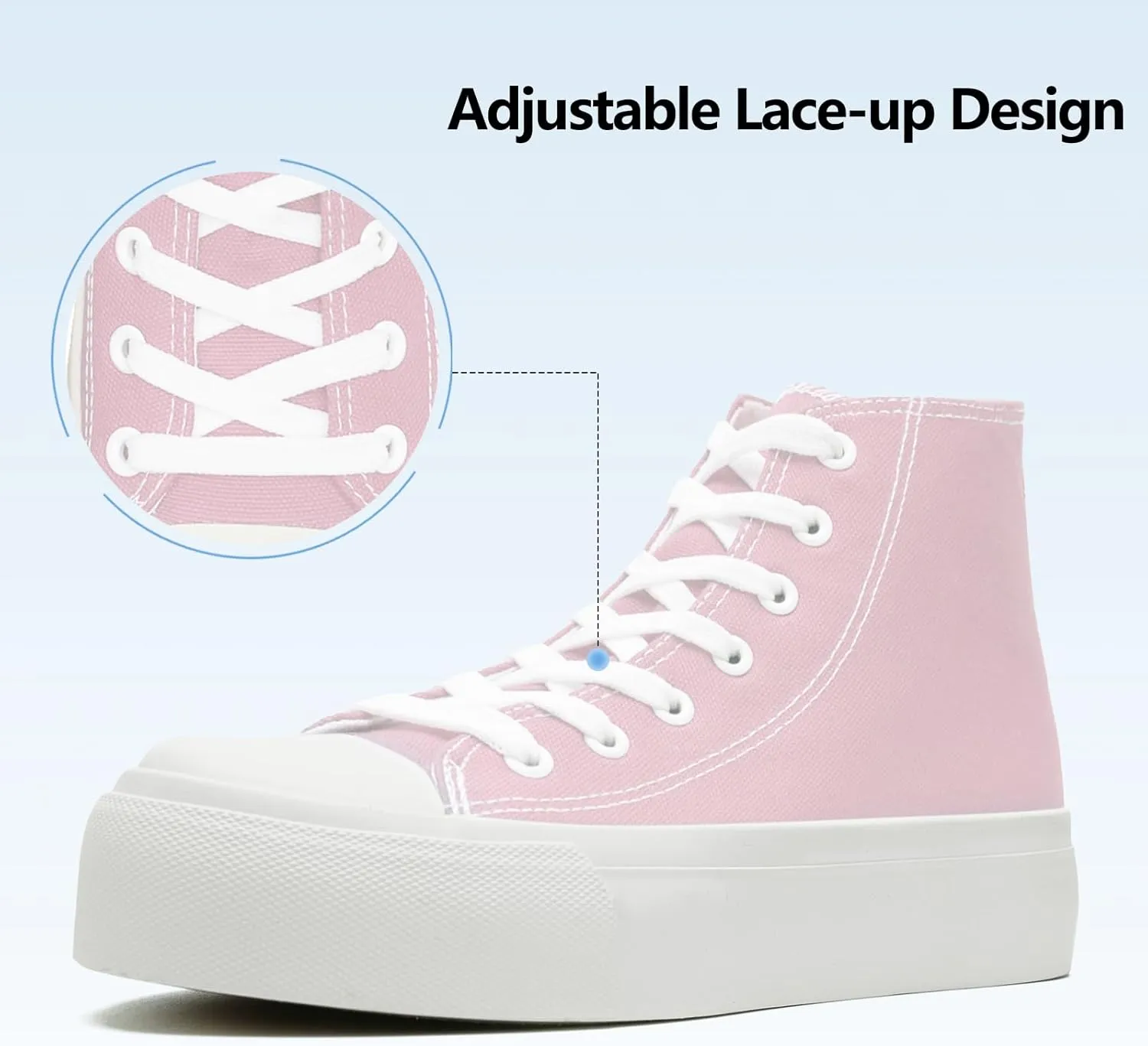 Womens Platform Canvas Sneakers Mens High Top Classic Canvas Shoes Unisex Casual Tennis Comfortable Fashion Sneakers Lace-Up