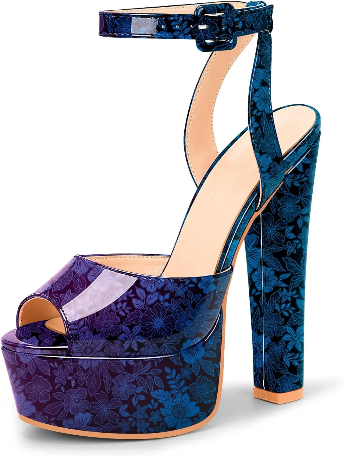 Women's Platform Chunky High Heel Sandals Open-Toe Ankle Strap Party Evening Shoes