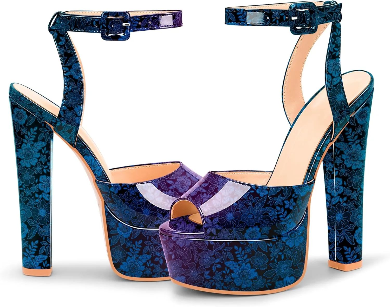 Women's Platform Chunky High Heel Sandals Open-Toe Ankle Strap Party Evening Shoes