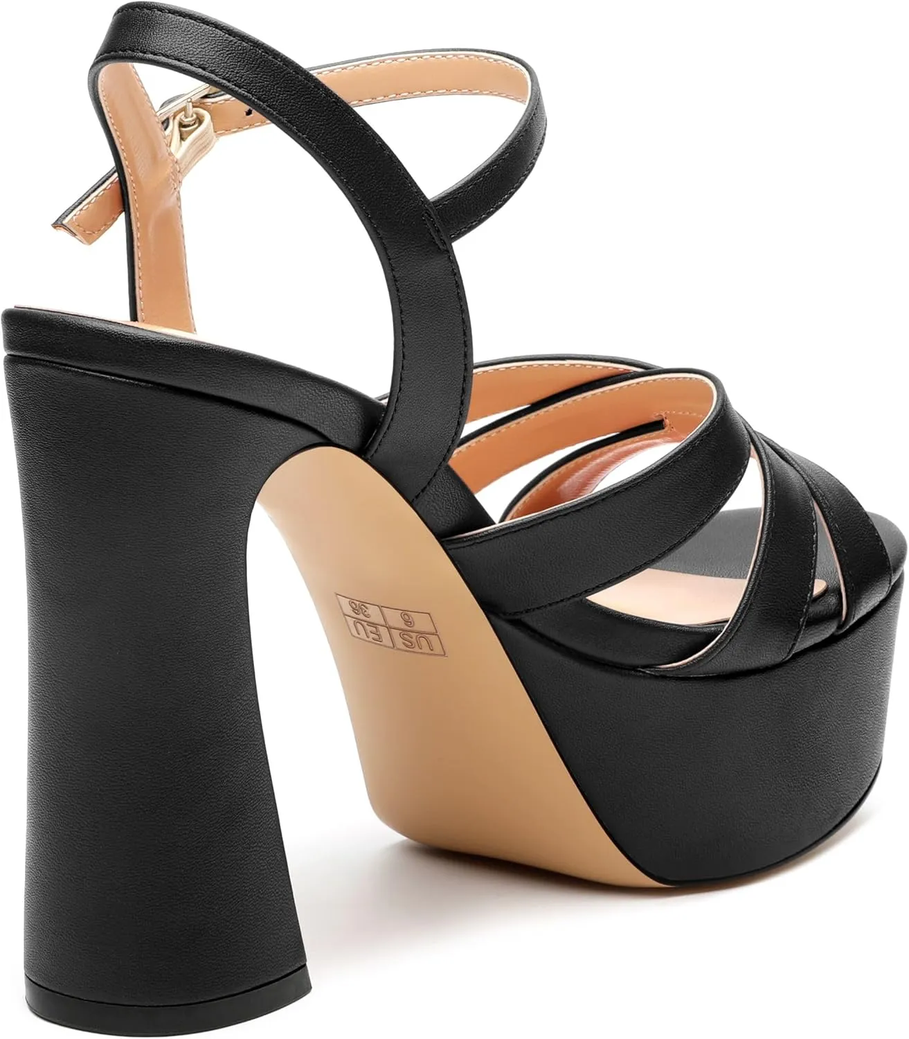 Women's Platform High Heels Sandals Round Open Toe Strappy Pumps Lace Up Dress Party Summer Shoes4.7''