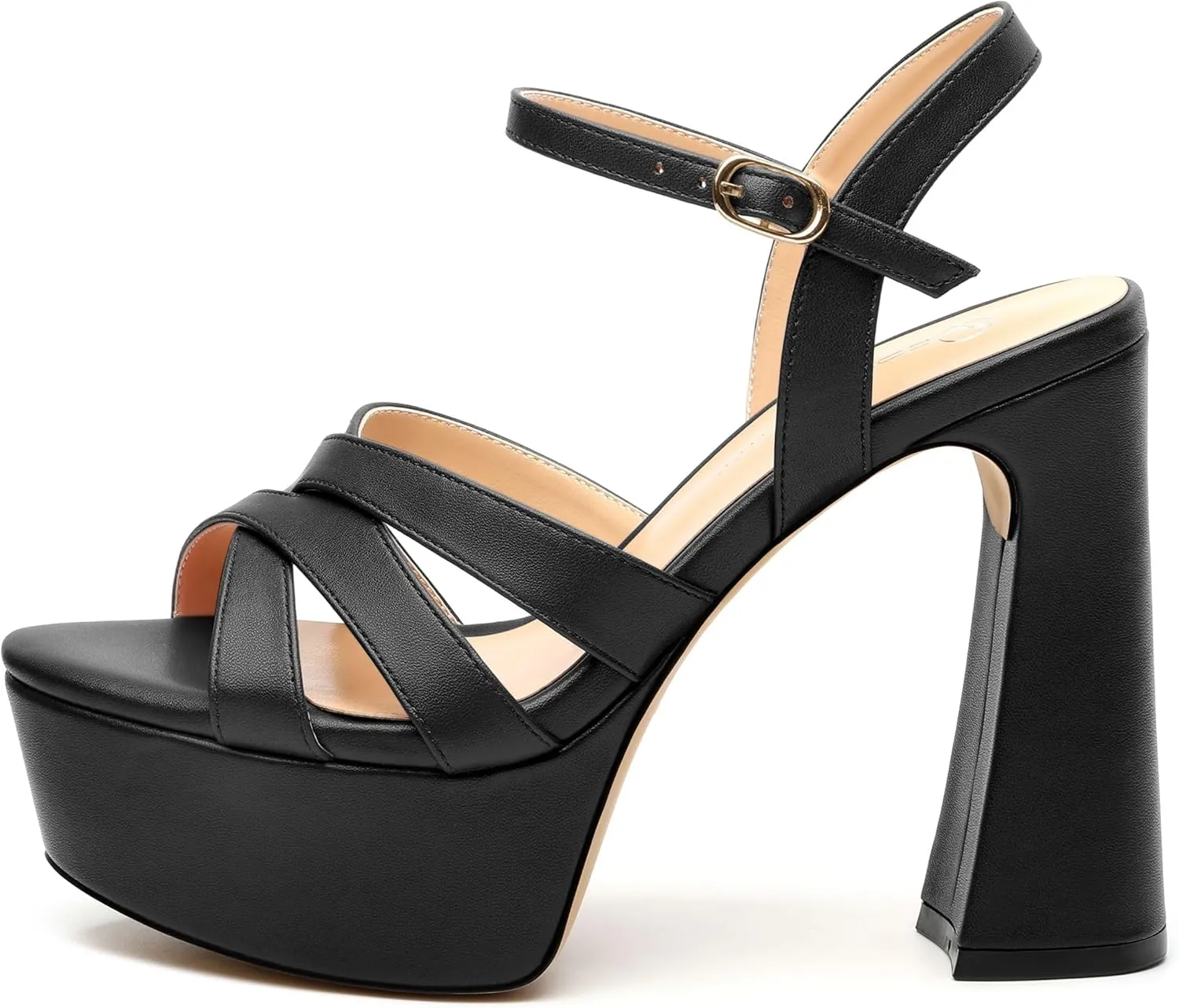 Women's Platform High Heels Sandals Round Open Toe Strappy Pumps Lace Up Dress Party Summer Shoes4.7''