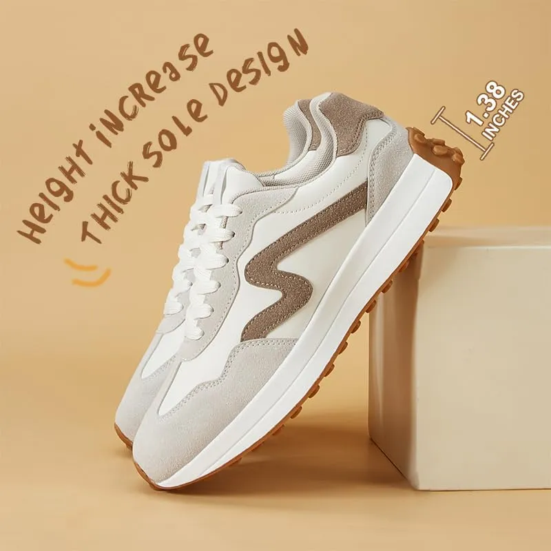 Women's Platform Retro Style Sneakers - Lace-up Classic Fashion Stylish Tennis Running Walking Shoes