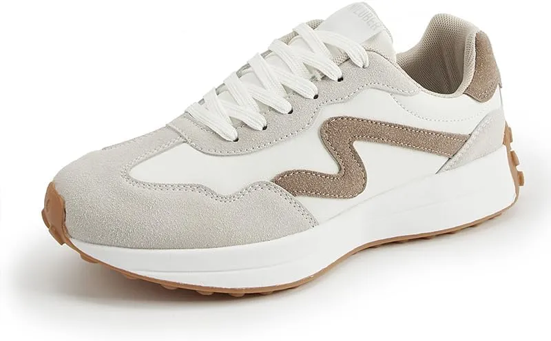 Women's Platform Retro Style Sneakers - Lace-up Classic Fashion Stylish Tennis Running Walking Shoes