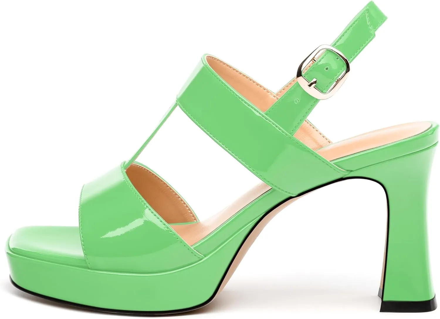 Women's Platform Sandals, Buckle Ankle Strap Open Toe Heeled Sandal, Fashion High Heel Sandals for Wedding Partying Dating