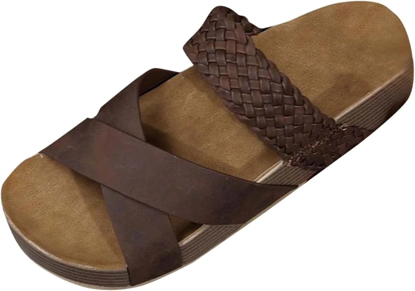 Womens Platform Sandals Open Toe Crisscross Band Upper Flatform Slide Sandal Summer Casual Slip On Walking Shoes