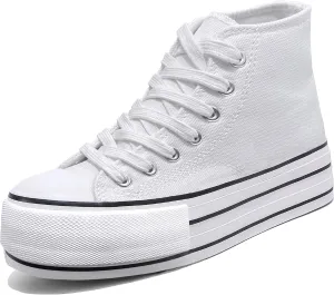 Women's Platform Sneakers 4cm Height Increase, Classic Canvas Platform Low Top Sneakers for Women and Teen Girls, Multiple Colors Fashion Trendy Cute Shoes