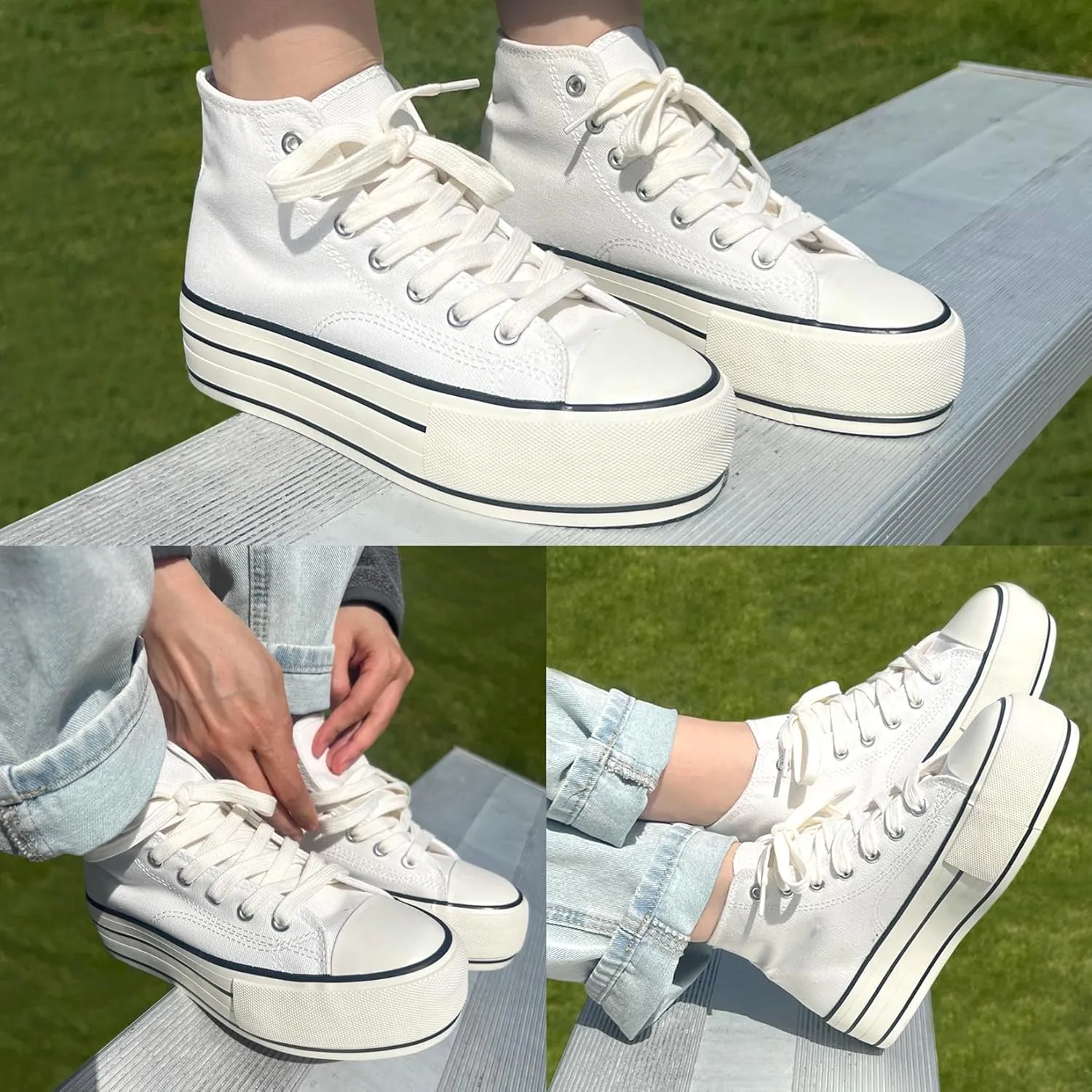 Women's Platform Sneakers 4cm Height Increase, Classic Canvas Platform Low Top Sneakers for Women and Teen Girls, Multiple Colors Fashion Trendy Cute Shoes