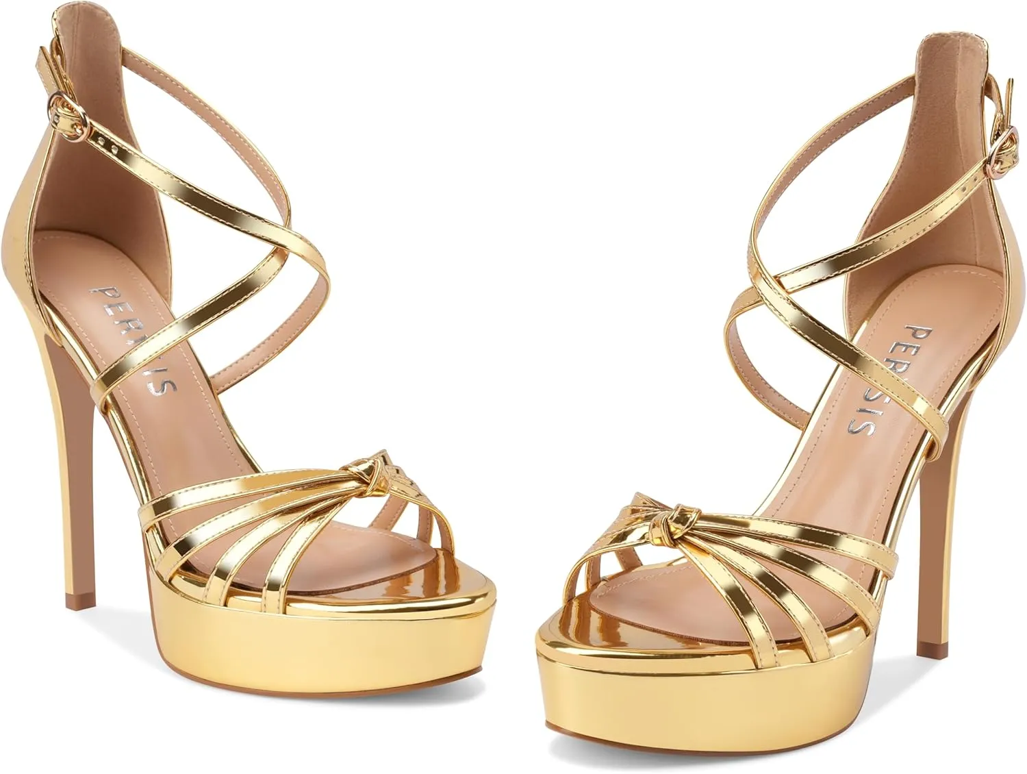 Women's Platform Stiletto Heels Cross Strap Open Peep Toe High Heel Sandals Ankle Strap Crisscross Dress Stilettos Summer Shoes for Ladies Sexy Fashion